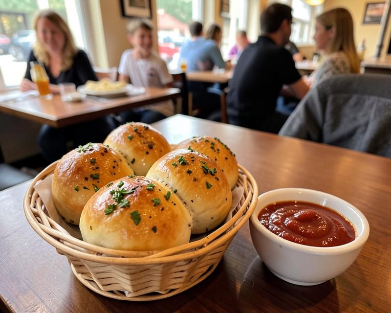 Basket of fresh baked garlic rolls
